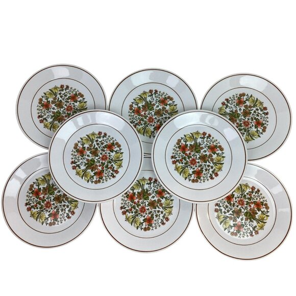 Corelle By Corning 8 Inch Plates Set Of 8 Fall Floral Design Made In USA - Picture 5 of 5